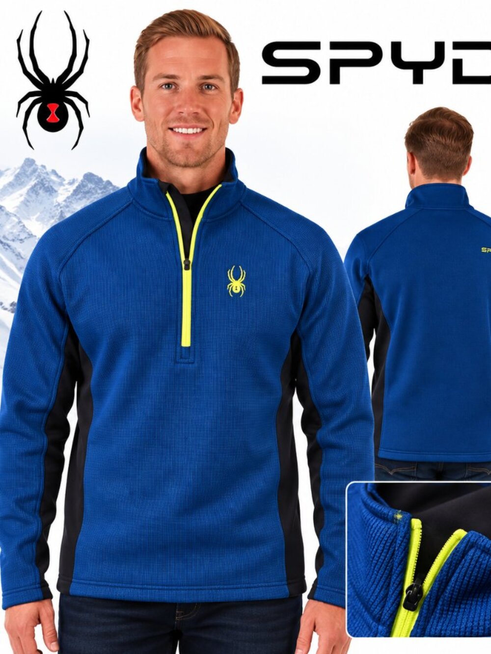 NWOT Spyder Men's Outbound Half Zip Fleece Sweater XXL Waffle Stretch